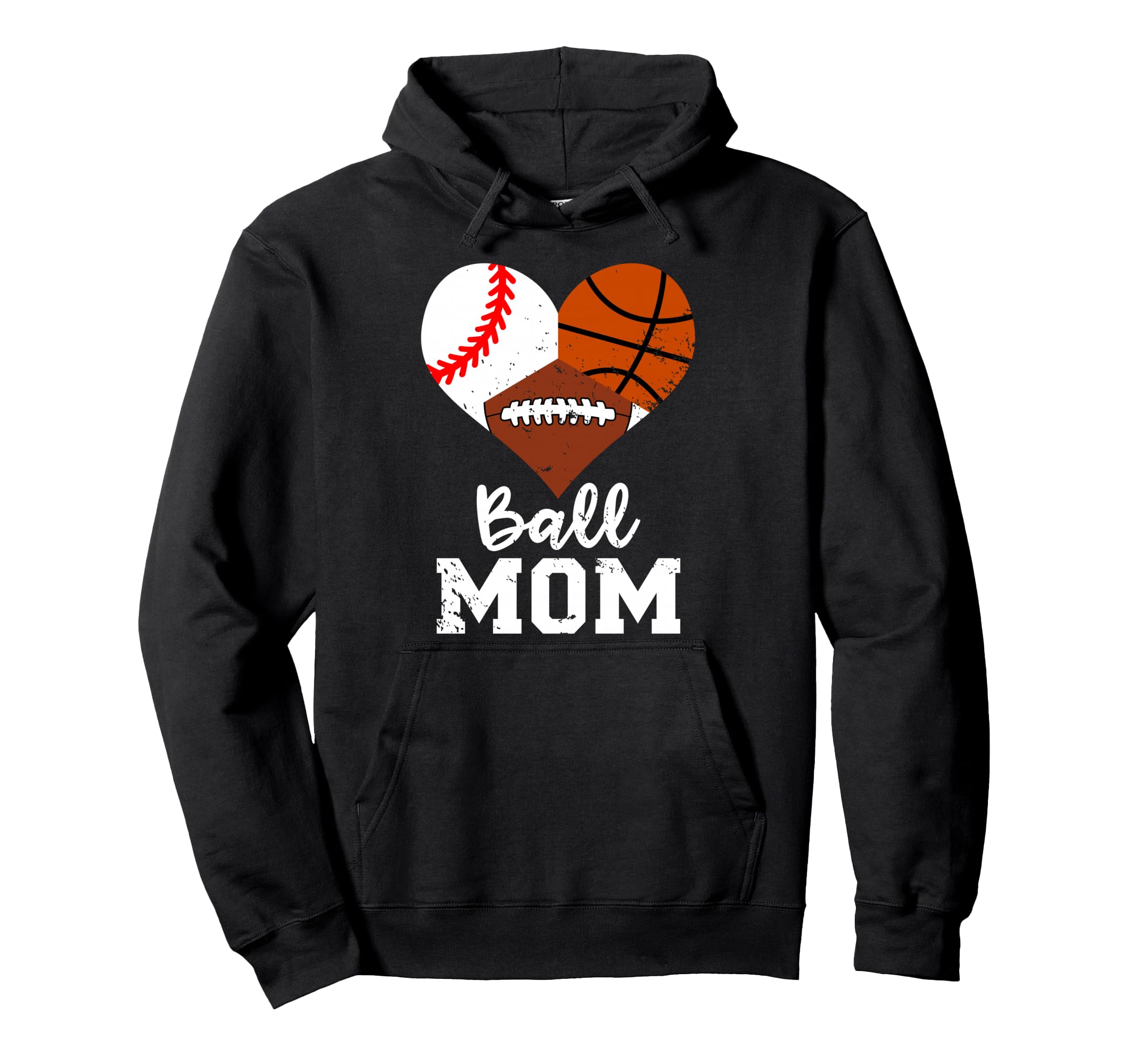 Ball Mom Funny Baseball Football Hoodie - Novelty Apparel for Adults - T-Shirt, Sweatshirt, Hoodie