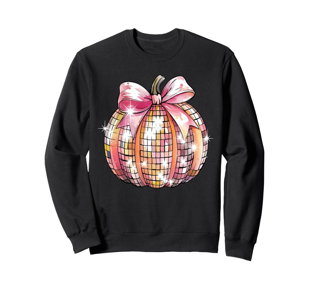 Coquette Disco Ball Pumpkin Fall Sweatshirt - Trendy Graphic for Adults - T-Shirt, Sweatshirt, Hoodie