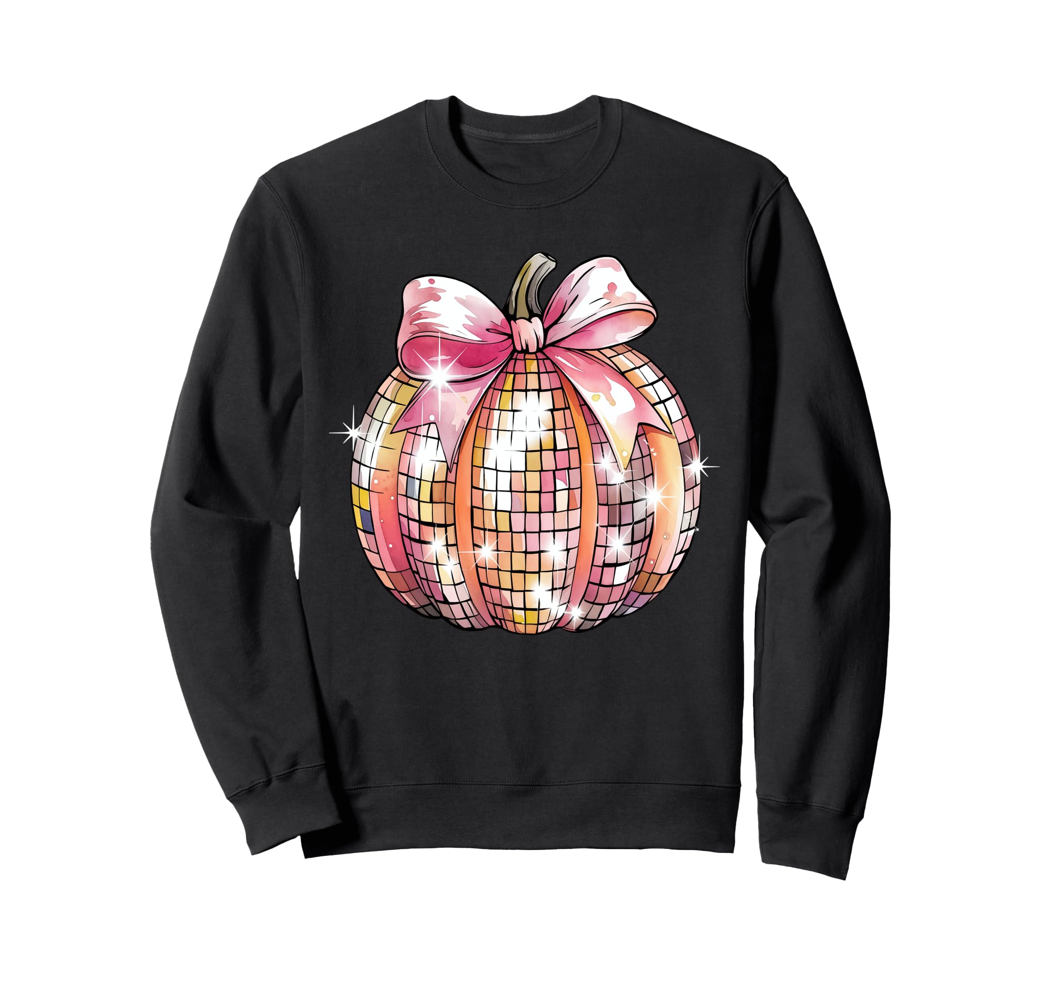 Coquette Disco Ball Pumpkin Fall Sweatshirt - Trendy Graphic for Adults - T-Shirt, Sweatshirt, Hoodie