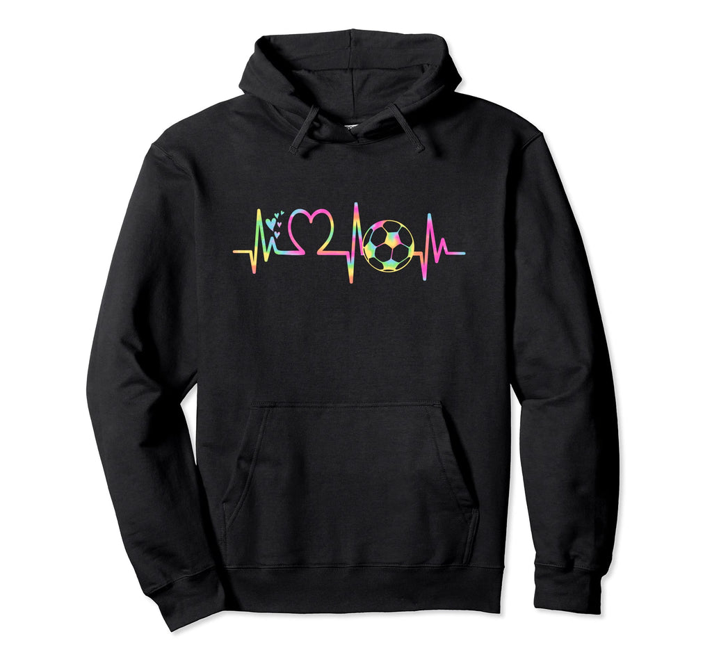 Soccer Heartbeat Tie Dye Heart Soccer Hoodie - Novelty Apparel Men Women - T-Shirt, Sweatshirt, Hoodie