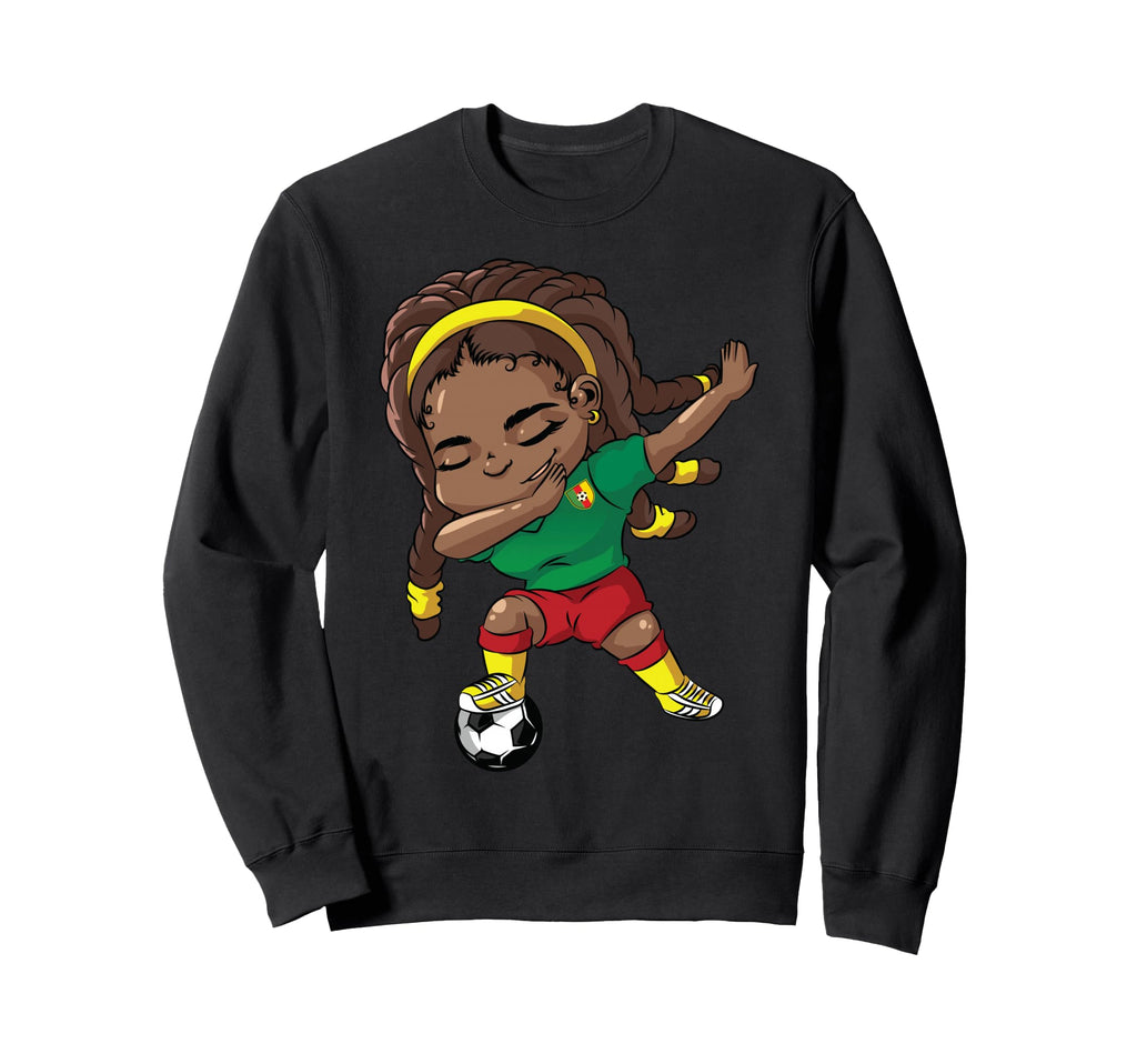 Cameroon African Dabbing Soccer Black Sweatshirt - Graphic Print Unisex - T-Shirt, Sweatshirt, Hoodie