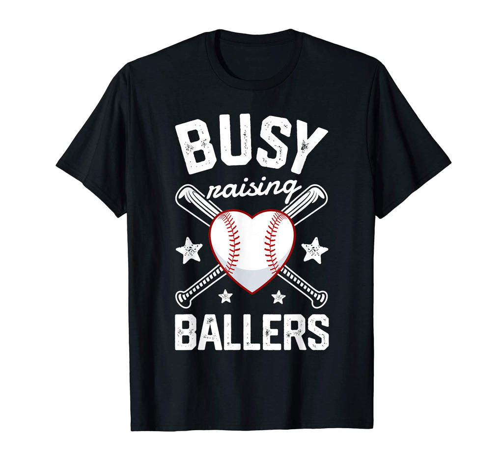 Busy Raising Ballers Baseball Mom T-Shirt - Fun Novelty Design for Adults - T-Shirt, Sweatshirt, Hoodie