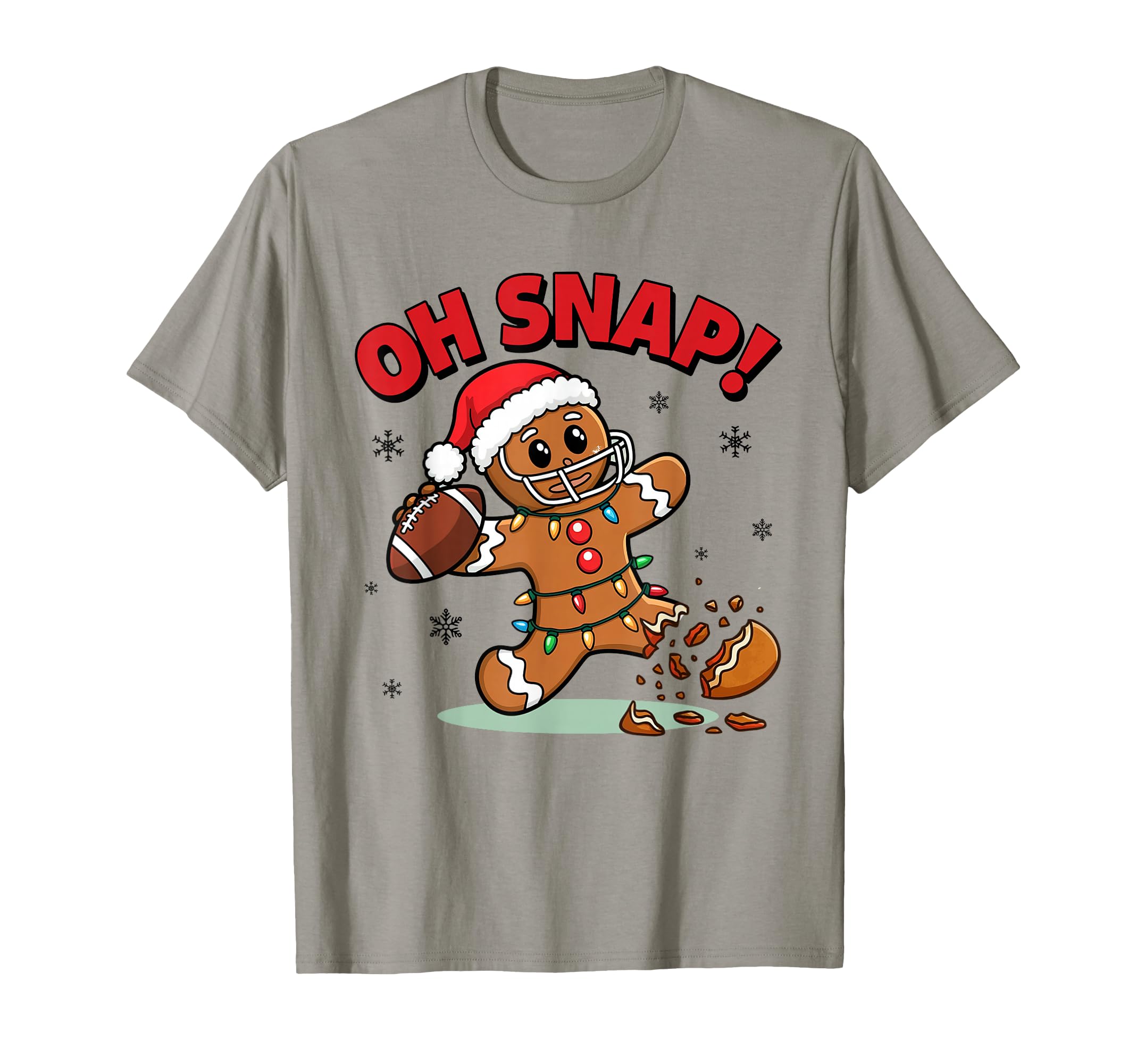 Oh Snap Funny Gingerbread Football Pajamas T-Shirt - Graphic Print Unisex - T-Shirt, Sweatshirt, Hoodie