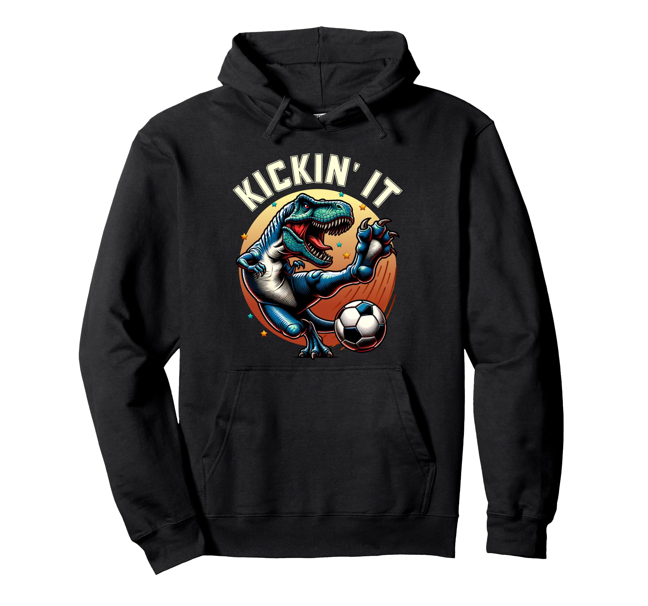 T Rex Dinosaur Soccer Player Ball Hoodie - Fun Novelty Design Unisex - T-Shirt, Sweatshirt, Hoodie