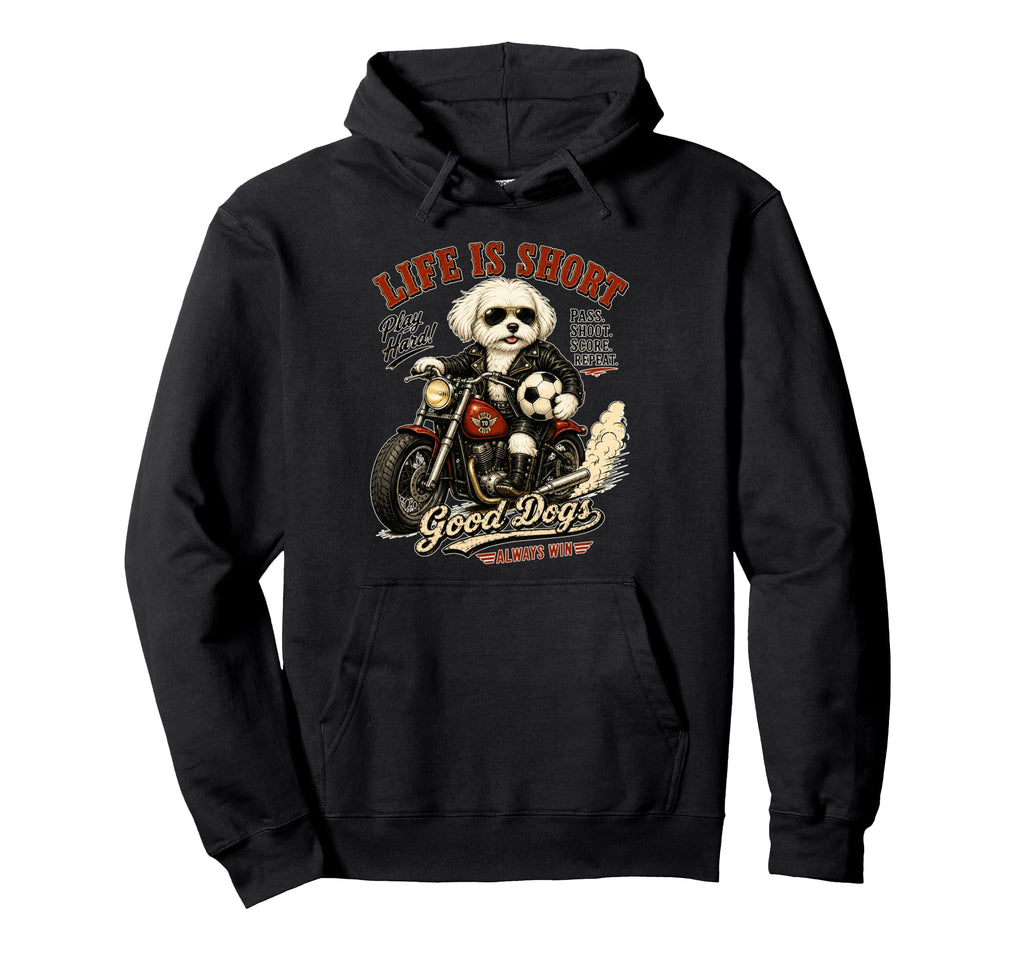 Maltese Motorbike Love Footbal Soccer Hoodie - Unique Graphic Men Women - T-Shirt, Sweatshirt, Hoodie