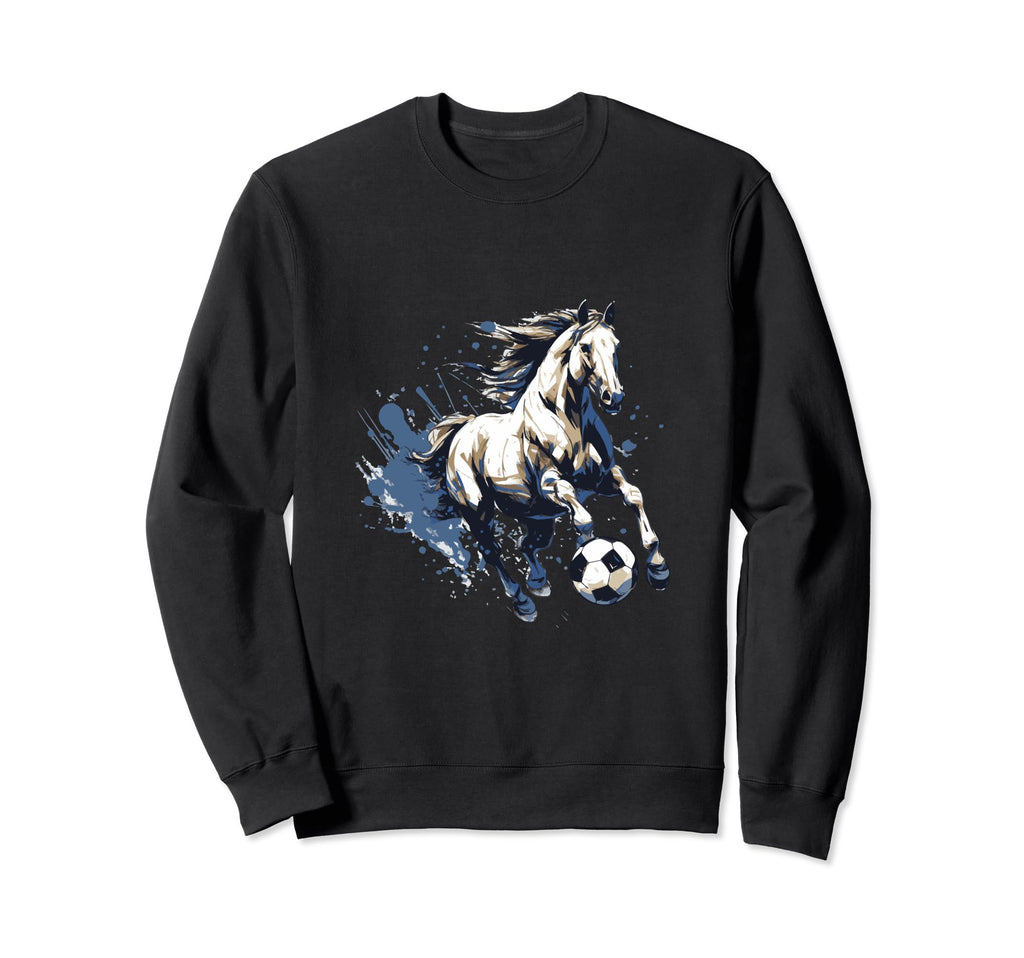 Horse Playing Soccer Funny Animal Sweatshirt - Trendy Graphic Unisex - T-Shirt, Sweatshirt, Hoodie