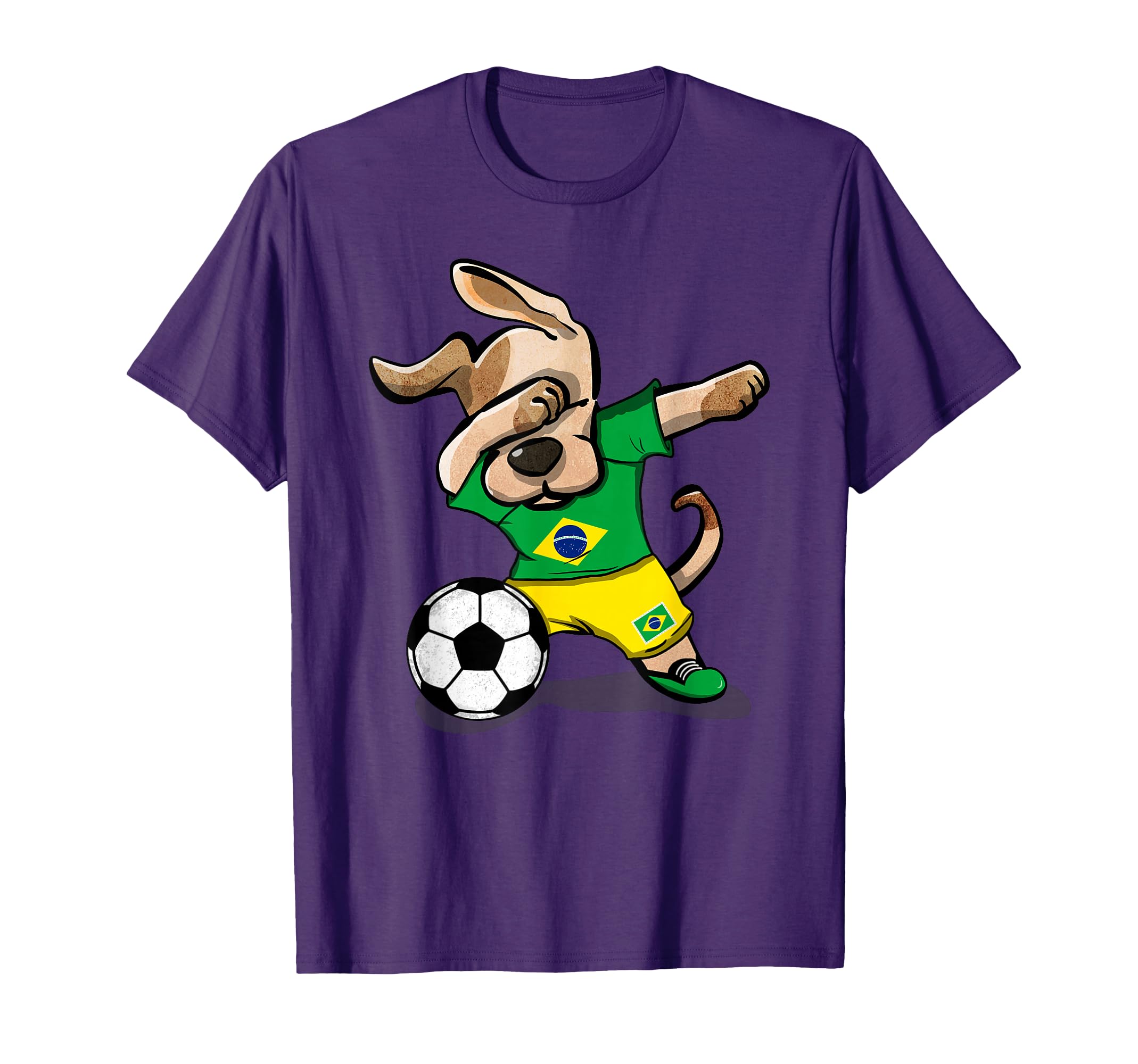 Funny Dabbing Dog Brazil Soccer Jersey T-Shirt - Graphic Print Men Women - T-Shirt, Sweatshirt, Hoodie