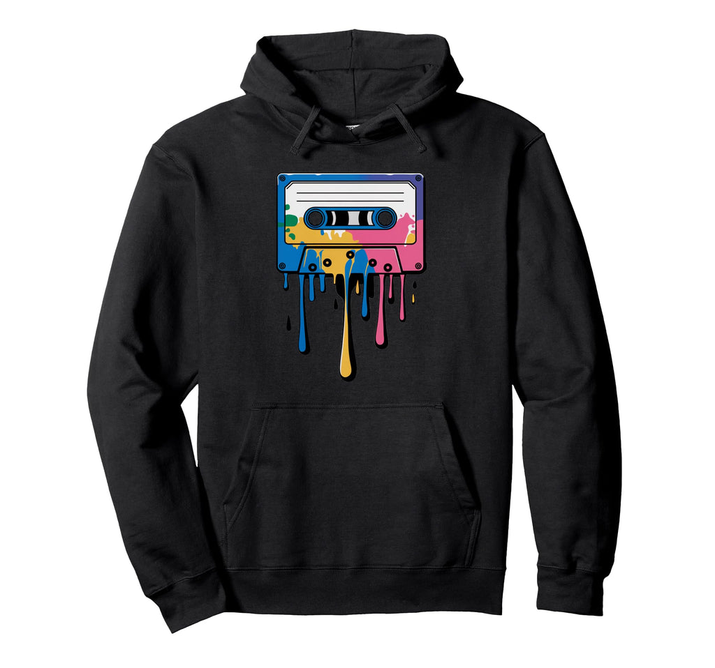 80S 90S Music Lover Dripping Cassette Tape Hoodie - Unique Graphic Unisex - T-Shirt, Sweatshirt, Hoodie