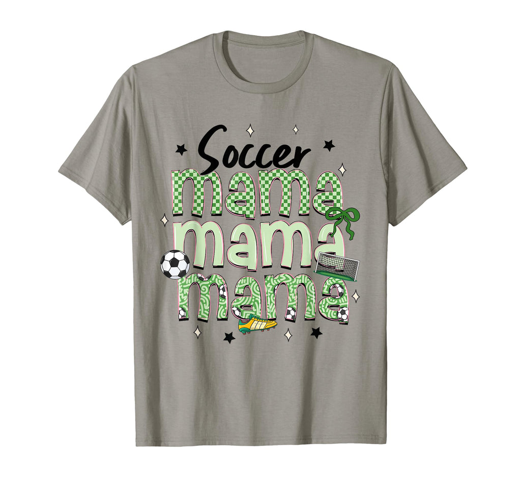 Soccer Mama Bow Checkered Soccer Lovers T-Shirt - Fun Novelty Design Unisex - T-Shirt, Sweatshirt, Hoodie