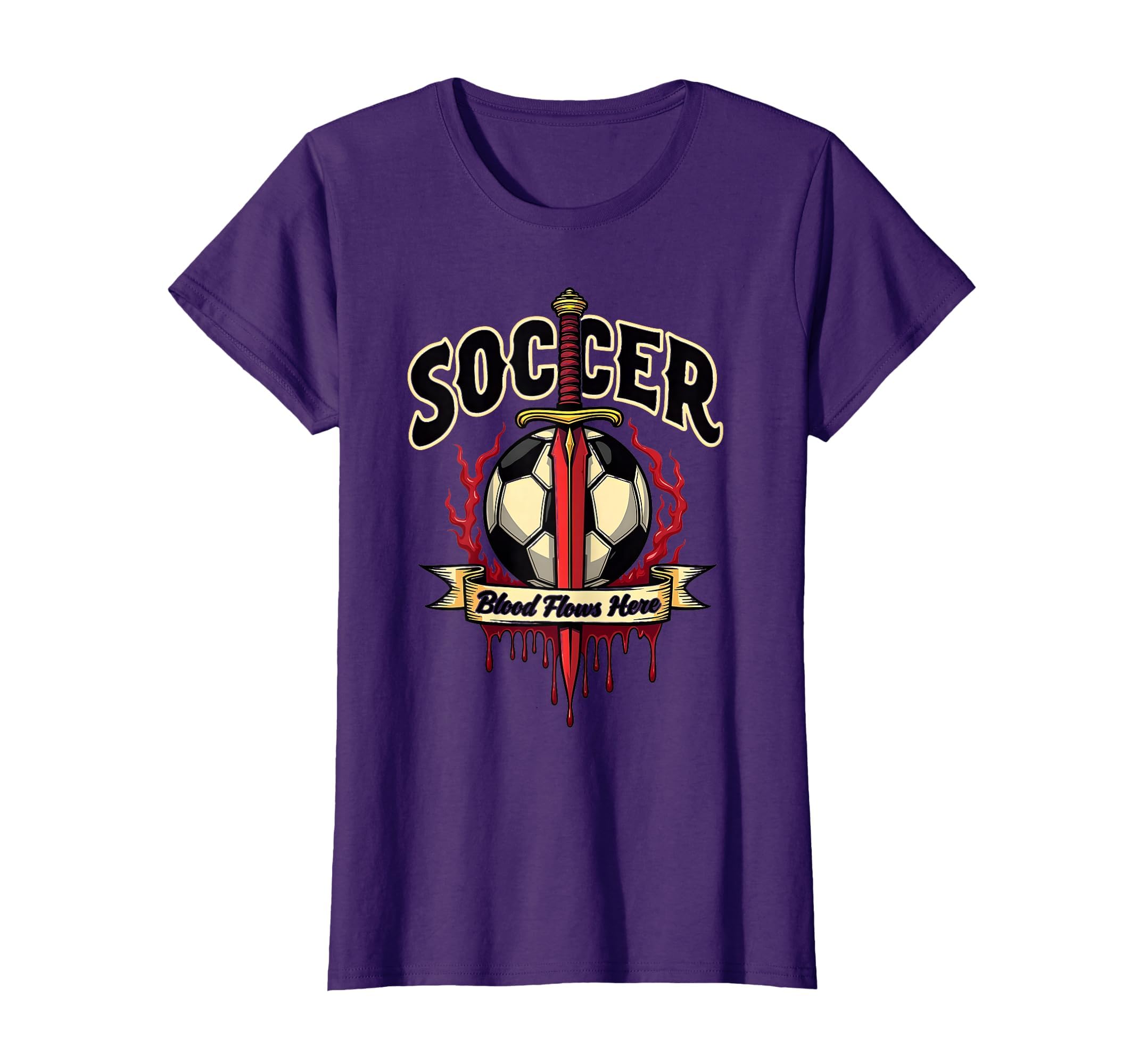 Soccer Blood Flows Here Passionate Fan T-Shirt - Novelty Apparel for Adults - T-Shirt, Sweatshirt, Hoodie