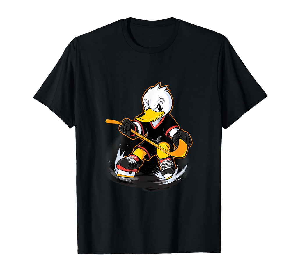 Duck Ice Hockey Player Hockey Stick T-Shirt - Trendy Graphic for Adults - T-Shirt, Sweatshirt, Hoodie