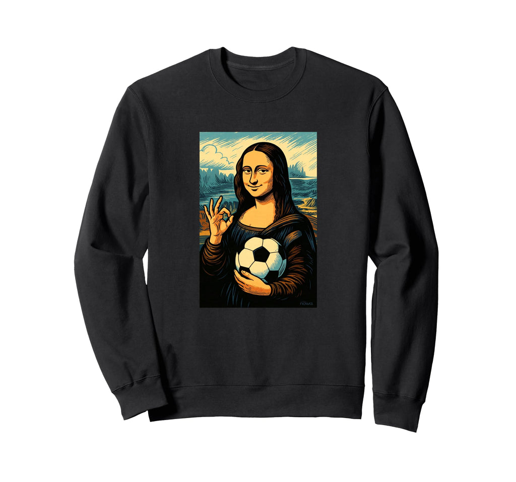 Mona Lisa Loves Soccer Comic Sweatshirt - Aesthetic Graphic Unisex - T-Shirt, Sweatshirt, Hoodie