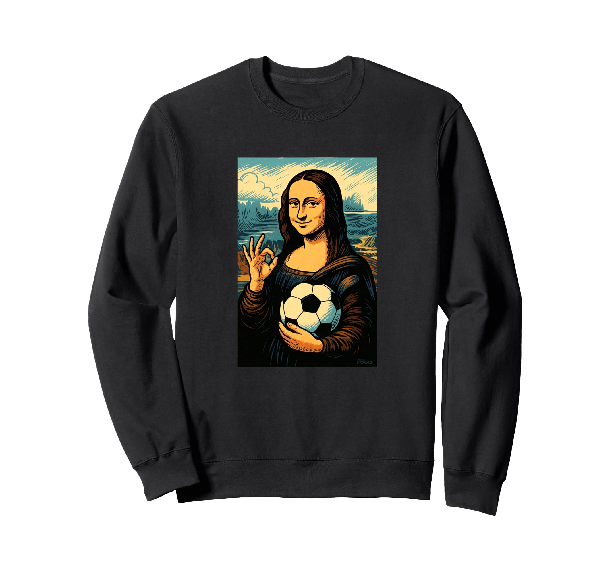 Mona Lisa Loves Soccer Comic Sweatshirt - Aesthetic Graphic Unisex - T-Shirt, Sweatshirt, Hoodie