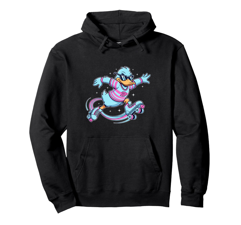 Funny Duck Roller Skates Skater Animal Hoodie - Custom Art Print for Adults - T-Shirt, Sweatshirt, Hoodie