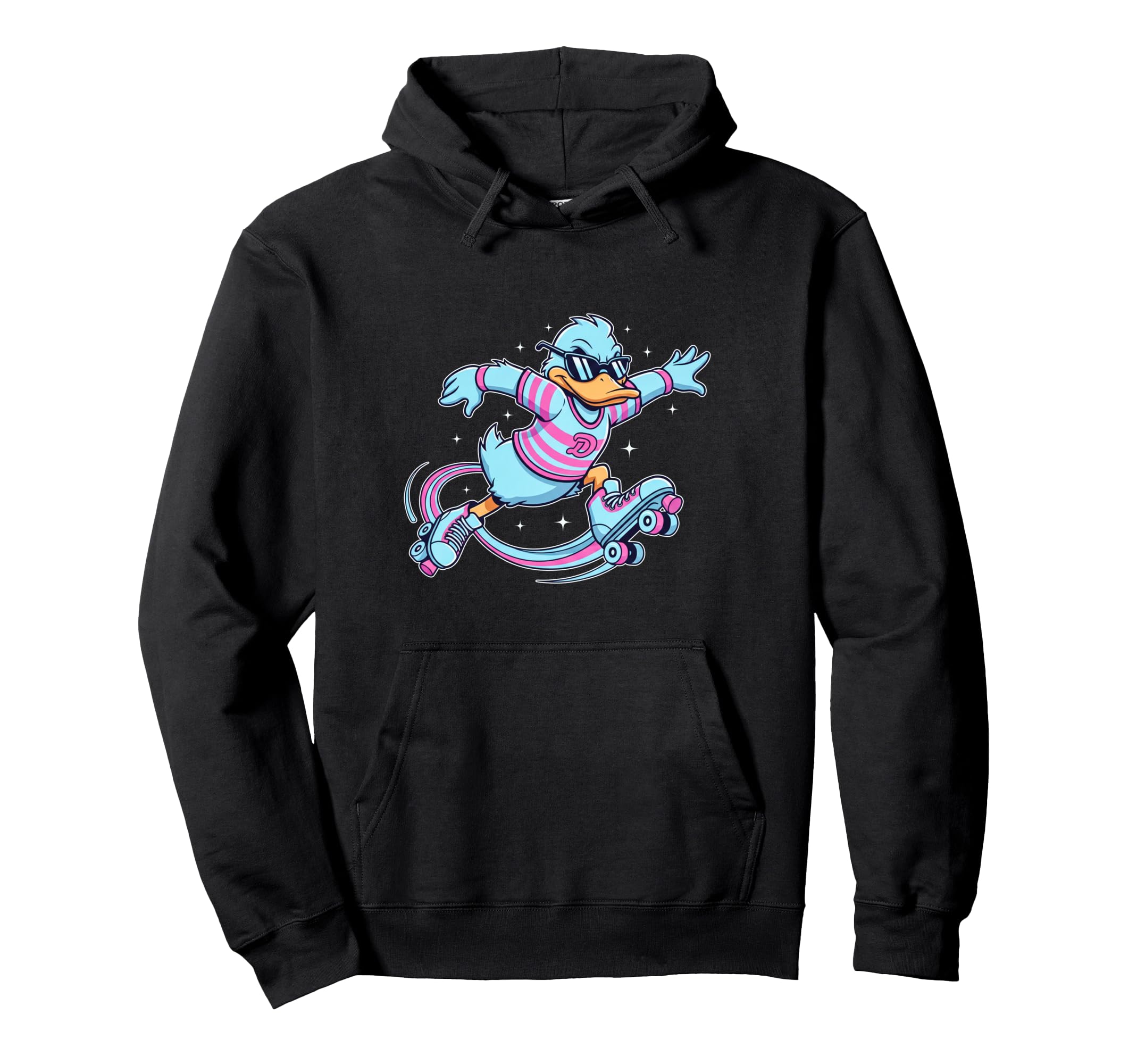 Funny Duck Roller Skates Skater Animal Hoodie - Custom Art Print for Adults - T-Shirt, Sweatshirt, Hoodie
