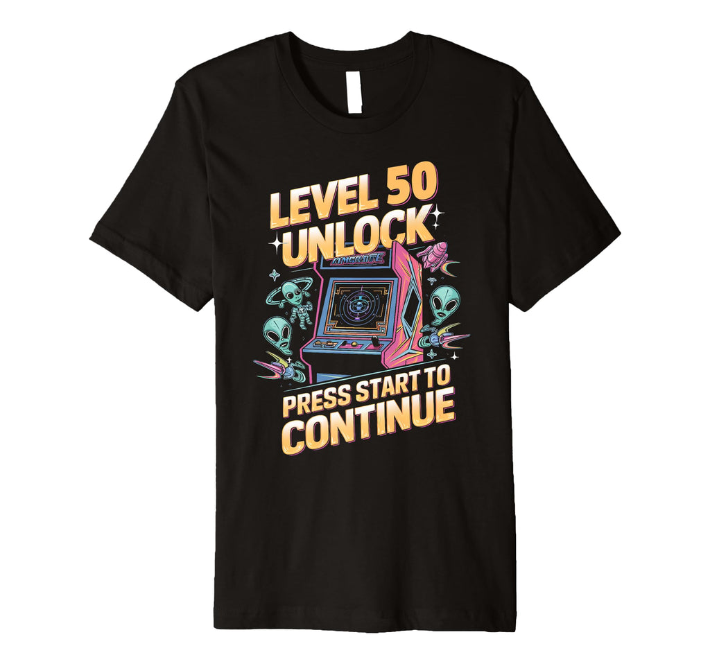 Level 50 Unlock Birthday Gamer 50 T-Shirt - Casual Everyday Wear Men Women - T-Shirt, Sweatshirt, Hoodie
