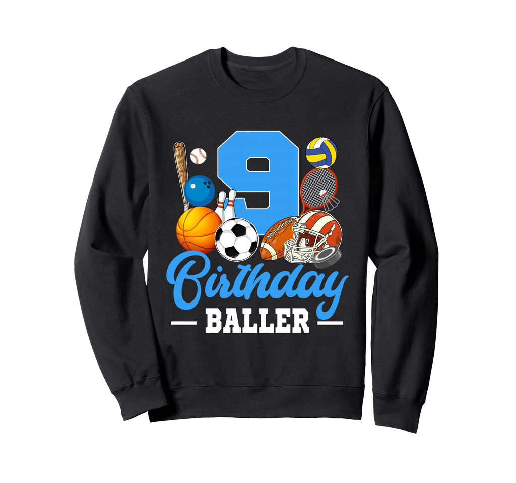 9 Year Old 9Th Birthday Sports Sweatshirt - Trendy Graphic for Adults - T-Shirt, Sweatshirt, Hoodie
