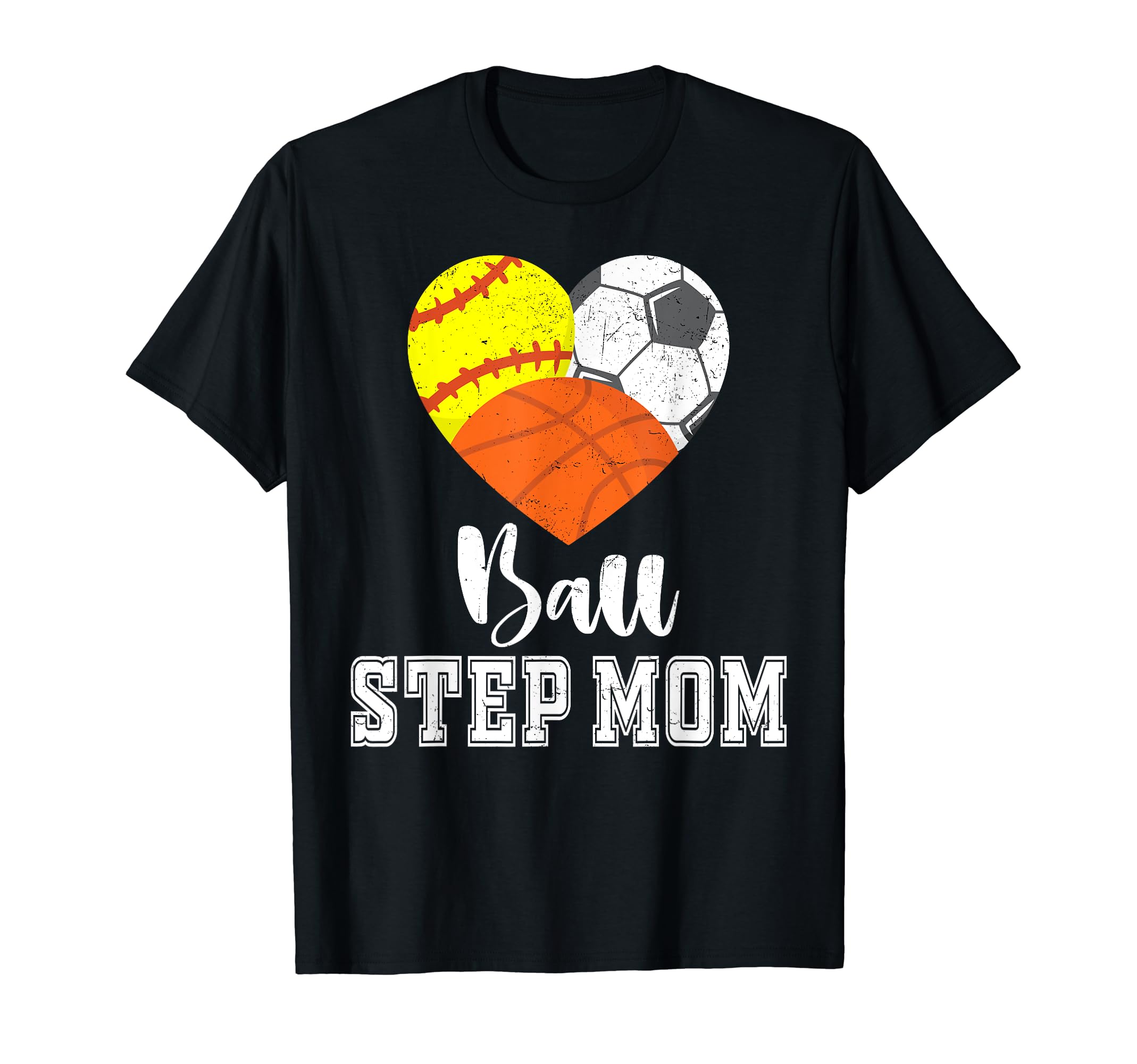 Ball Step Mom Heart Softball T-Shirt - Casual Everyday Wear for Adults - T-Shirt, Sweatshirt, Hoodie