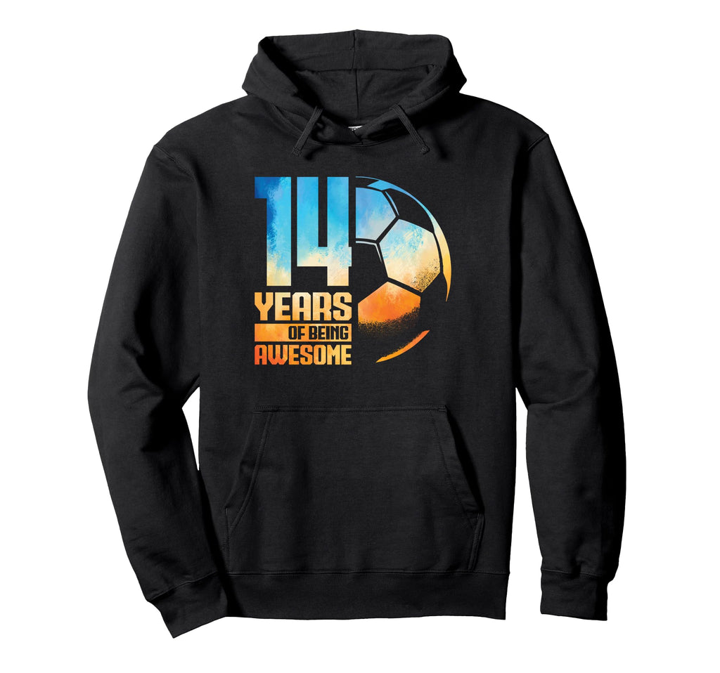 14Th Birthday Soccer Player Football Hoodie - Minimalist Print Men Women - T-Shirt, Sweatshirt, Hoodie