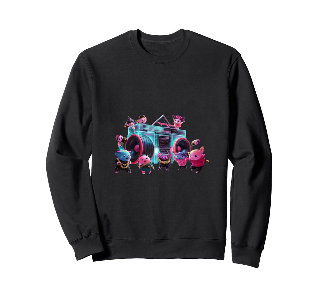 Anime Dance Party Boombox Hiphop Old Sweatshirt - Minimalist Print Unisex - T-Shirt, Sweatshirt, Hoodie