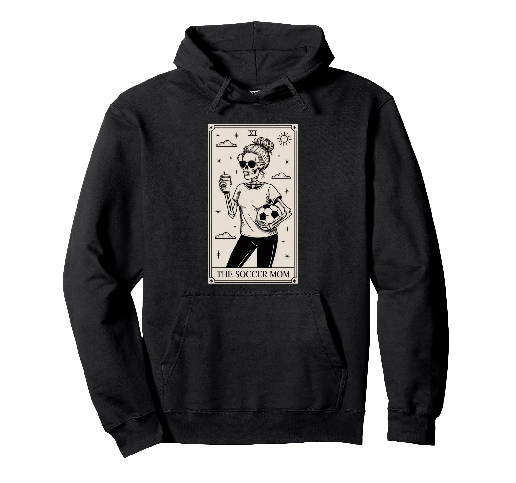 Soccer Mom Skeleton Tarot Card Hoodie - Graphic Print for Adults - T-Shirt, Sweatshirt, Hoodie