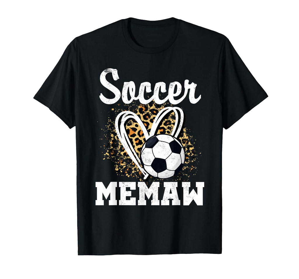 Soccer Memaw Leopard Heart Matching T-Shirt - Minimalist Print Unisex - T-Shirt, Sweatshirt, Hoodie
