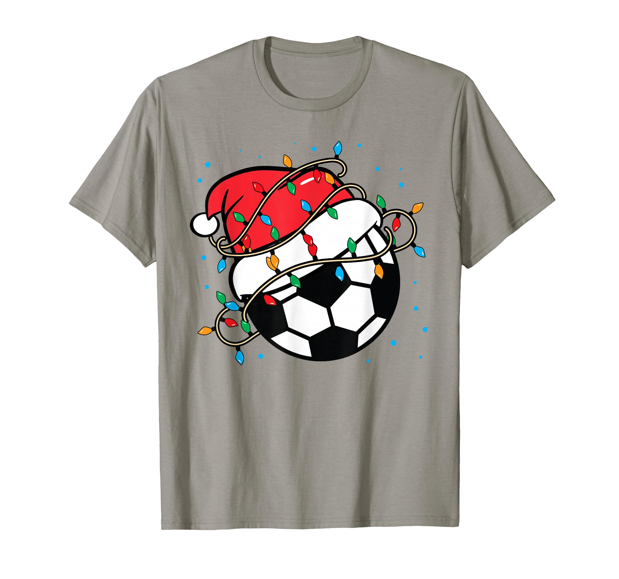 Soccer Ball Santa Hat Lights Coach T-Shirt - Minimalist Print for Adults - T-Shirt, Sweatshirt, Hoodie