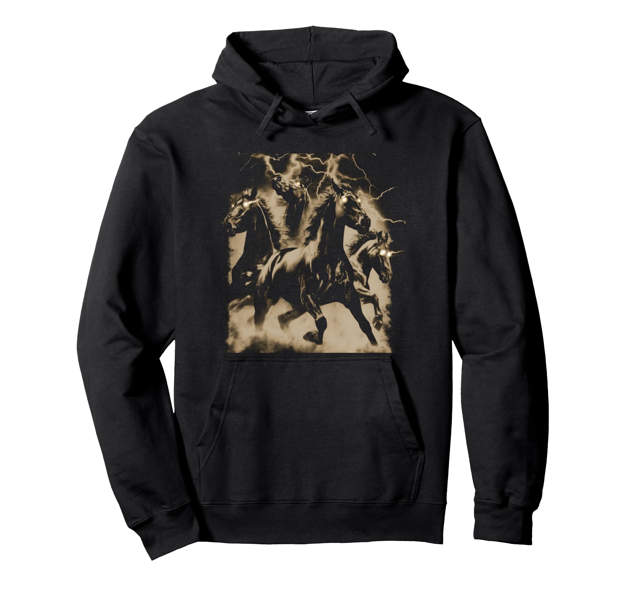 Horse Lightning 80S 90S Western Grunge Hoodie - Trendy Graphic Unisex - T-Shirt, Sweatshirt, Hoodie