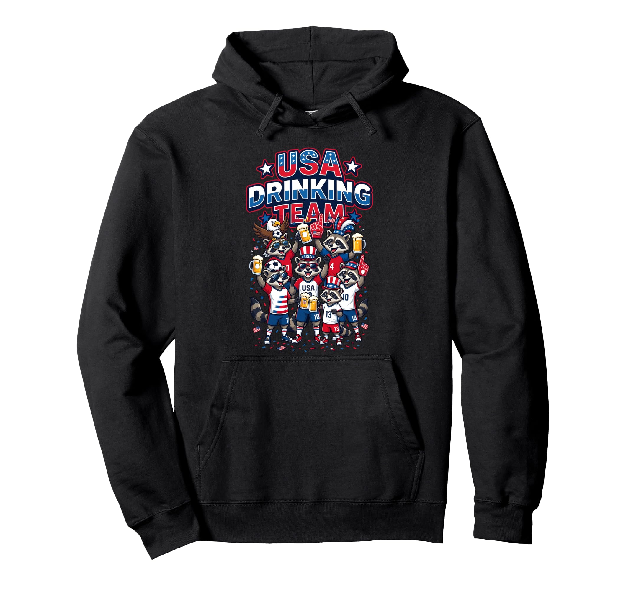 Usa Drinking Team Raccoon Soccer Hoodie - Fun Novelty Design Unisex - T-Shirt, Sweatshirt, Hoodie