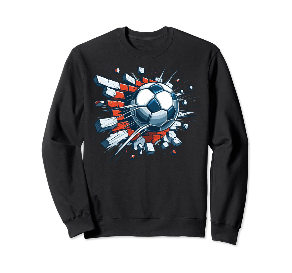 Soccer Ball Break Wall Soccer Sweatshirt - Aesthetic Graphic Men Women - T-Shirt, Sweatshirt, Hoodie