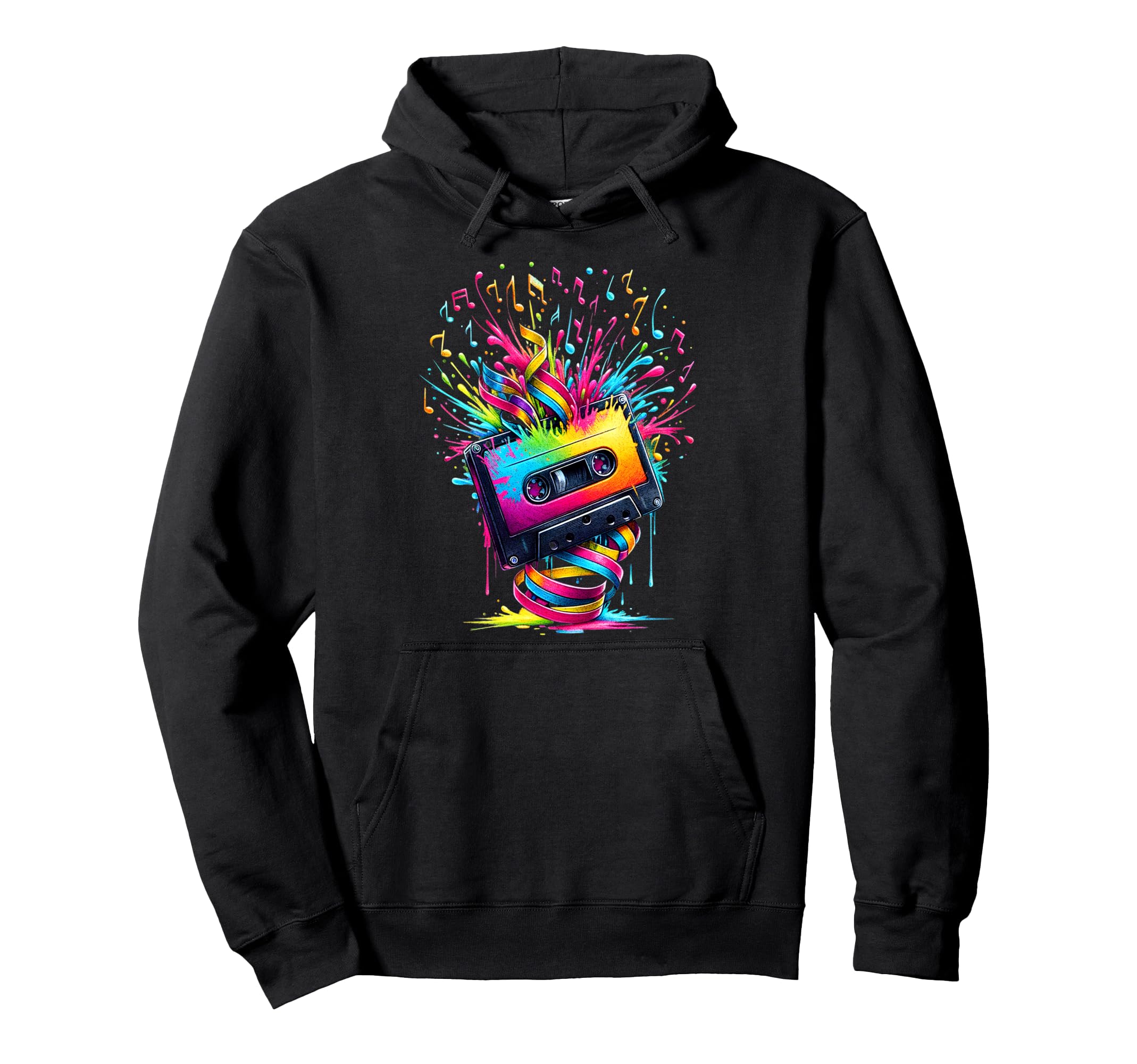 80S 90S Music Notes Cassette Tape Music Hoodie - Custom Art Print Men Women - T-Shirt, Sweatshirt, Hoodie