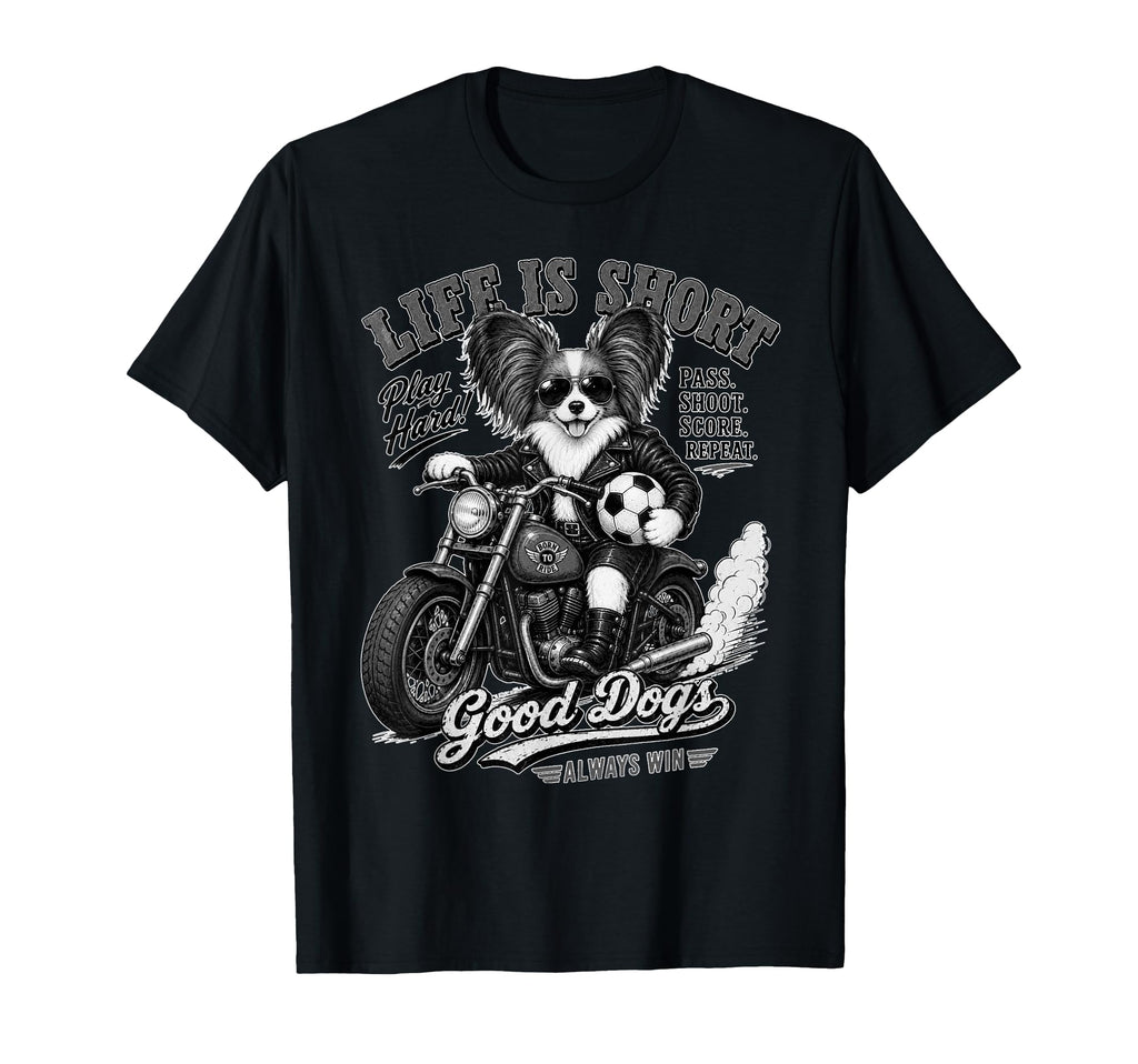 Papillon Motorbike Love Footbal Soccer T-Shirt - Unique Graphic Unisex - T-Shirt, Sweatshirt, Hoodie