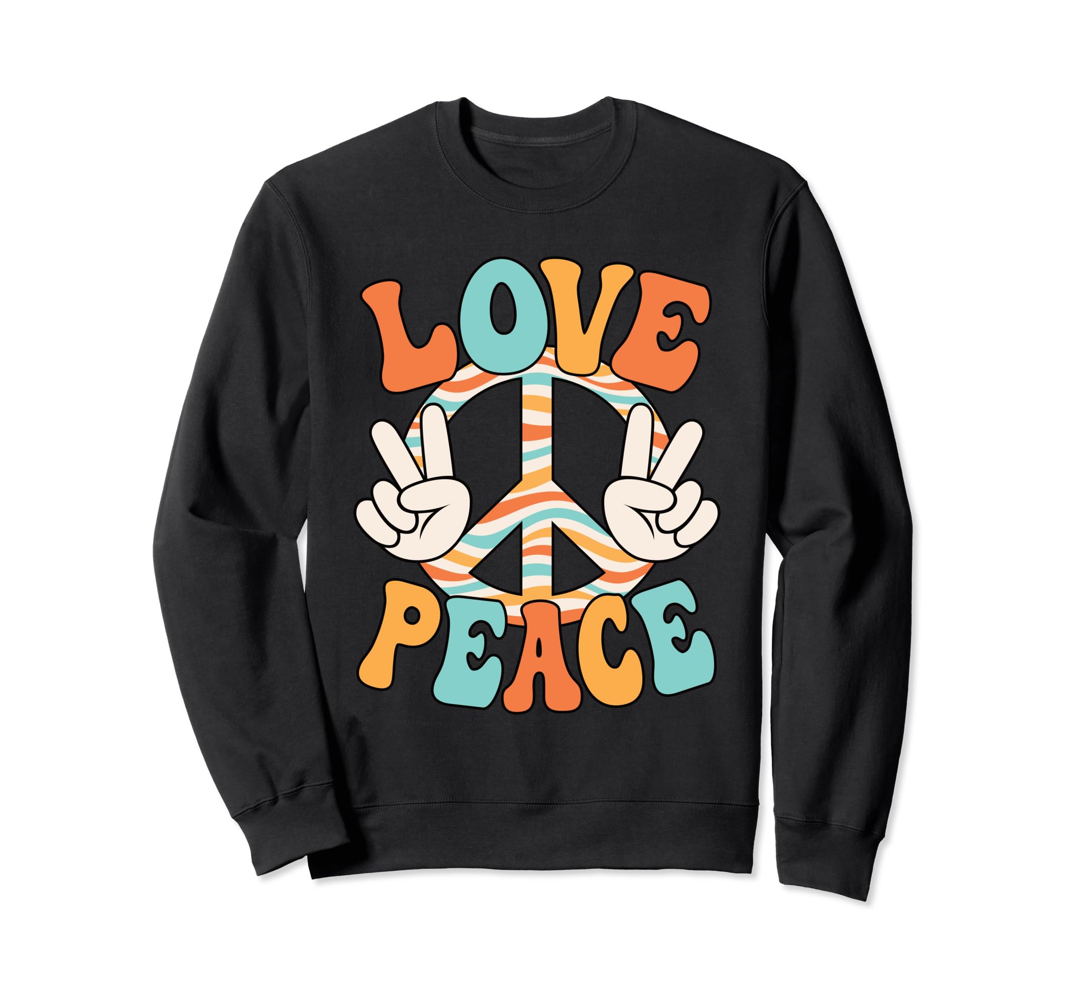 Love Peace Sign 60S 70S Outfit Sweatshirt - Fun Novelty Design for Adults - T-Shirt, Sweatshirt, Hoodie