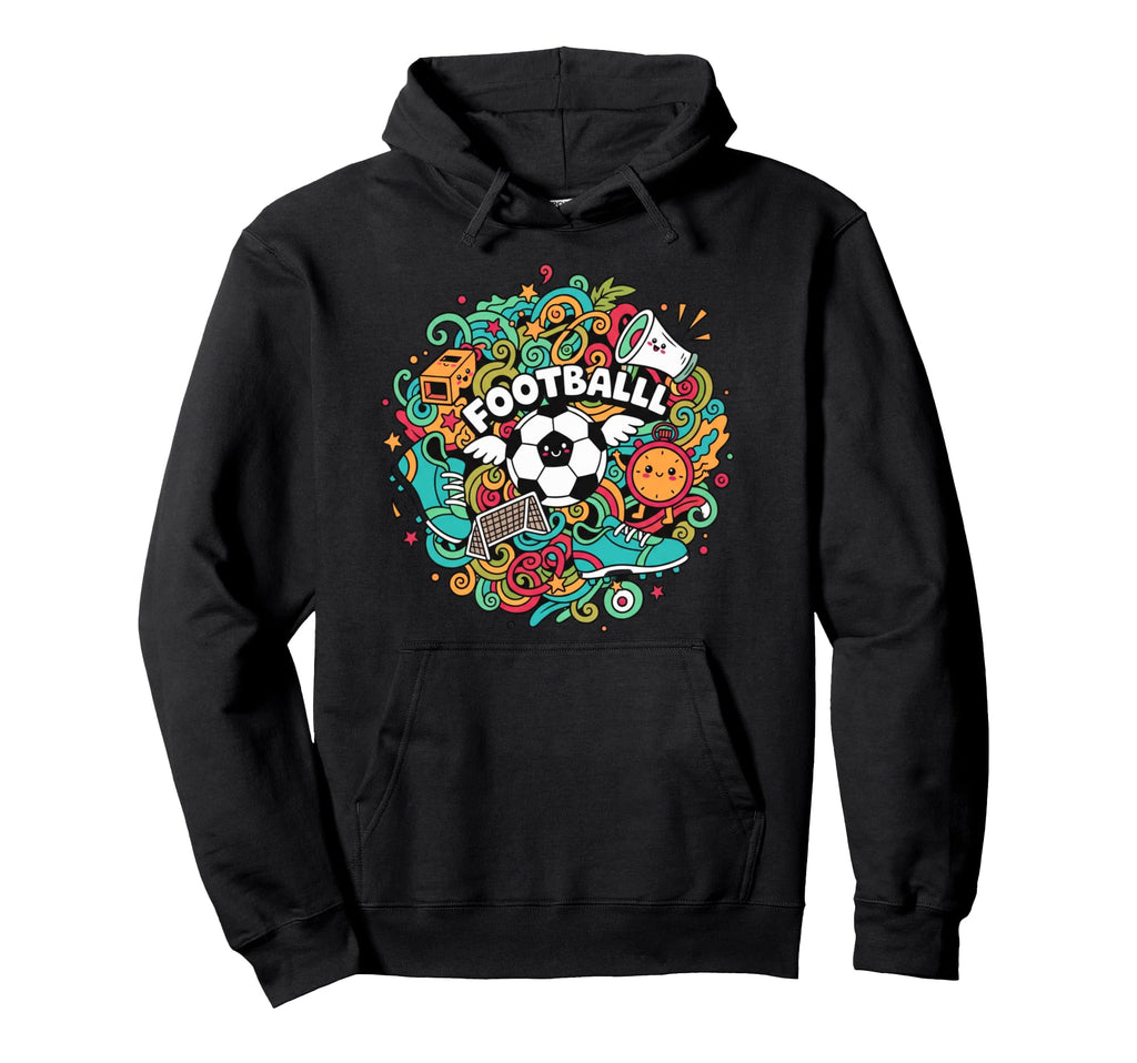Kawaii Soccer Ball Wings Doodle Hoodie - Custom Art Print Men Women - T-Shirt, Sweatshirt, Hoodie