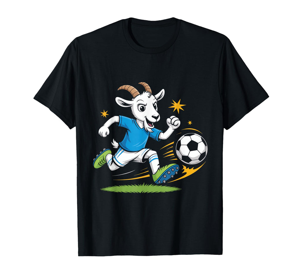 Football Goat Striker Cartoon Soccer T-Shirt - Novelty Apparel for Adults - T-Shirt, Sweatshirt, Hoodie