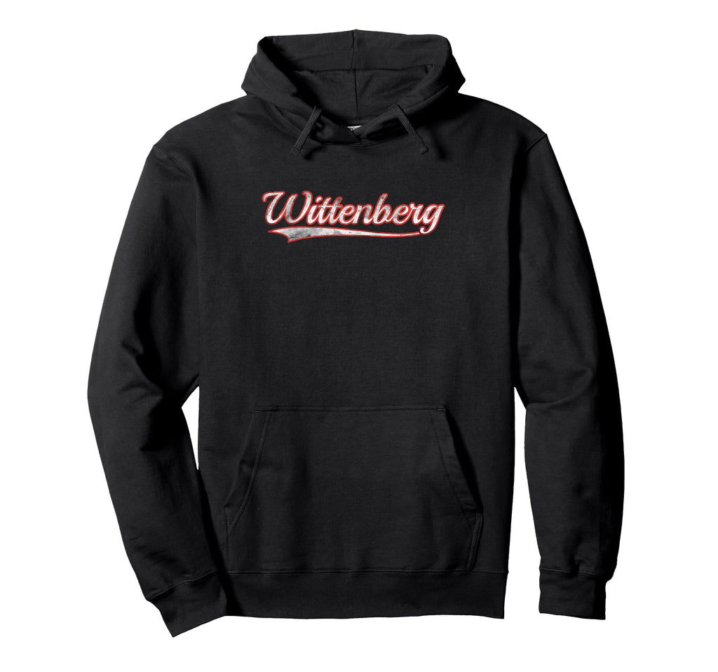 Wittenberg Varsity Distressed Throwback Hoodie - Fun Novelty Design Unisex - T-Shirt, Sweatshirt, Hoodie