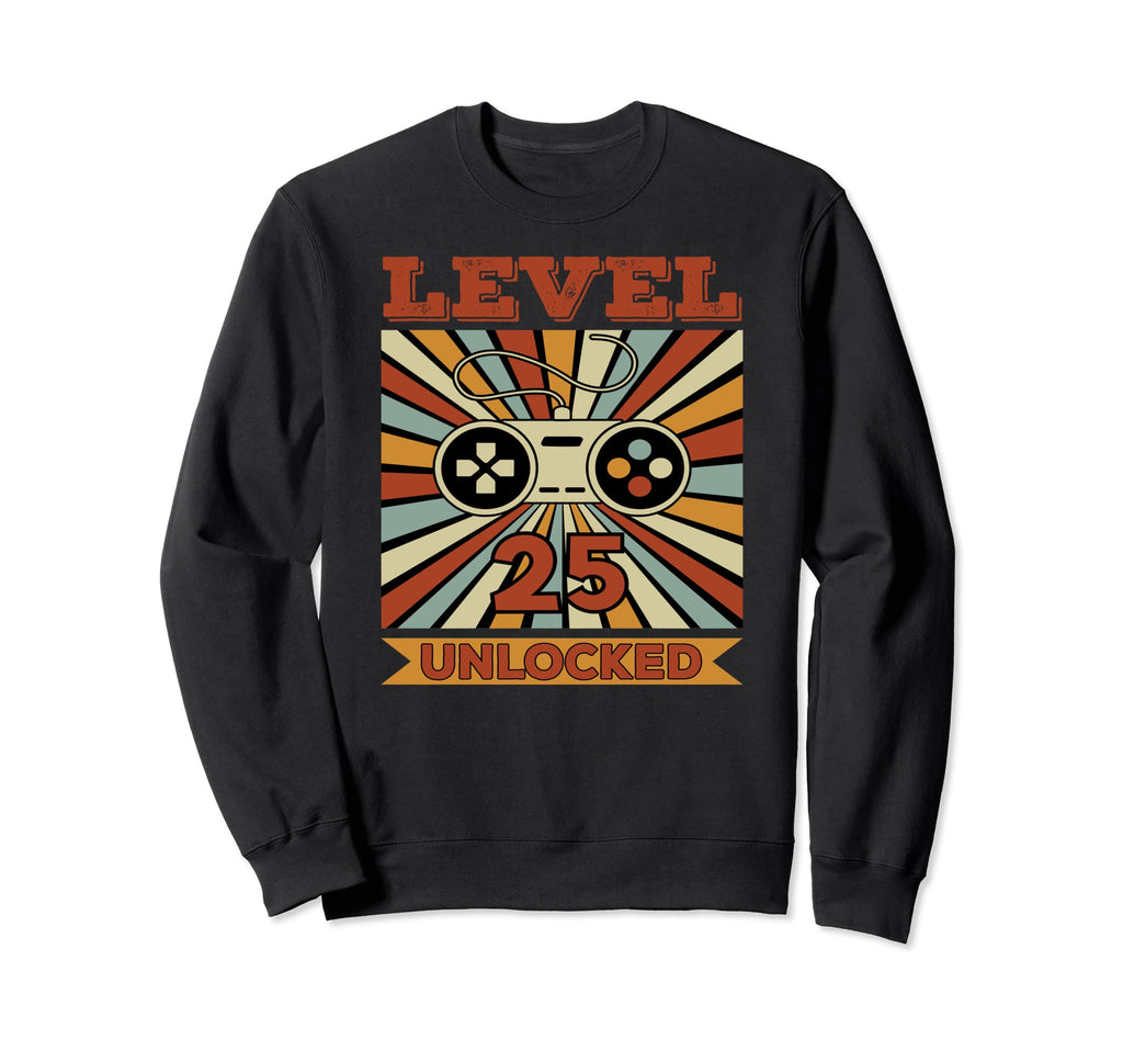 25Th Birthday Level 25 Unlocked Sweatshirt - Minimalist Print for Adults - T-Shirt, Sweatshirt, Hoodie