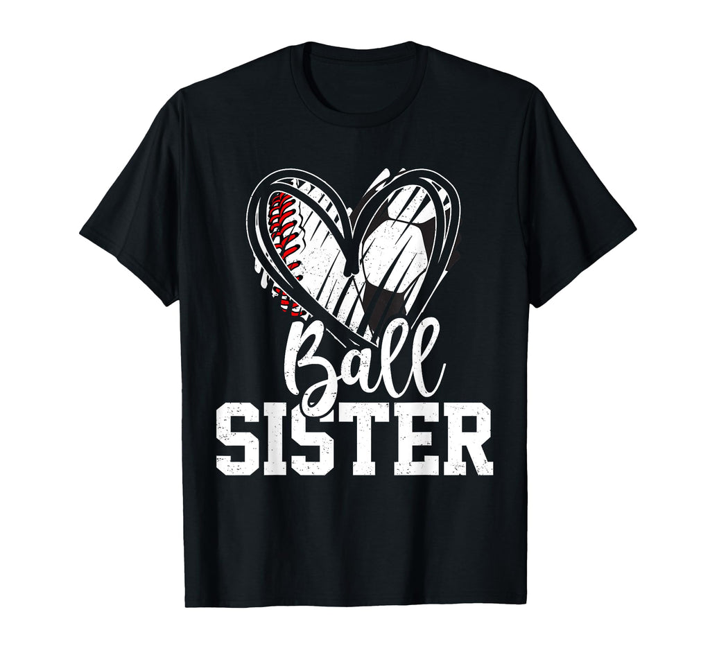 Ball Sister Heart Baseball Soccer Ball Hoodie - Custom Art Print Men Women - T-Shirt, Sweatshirt, Hoodie