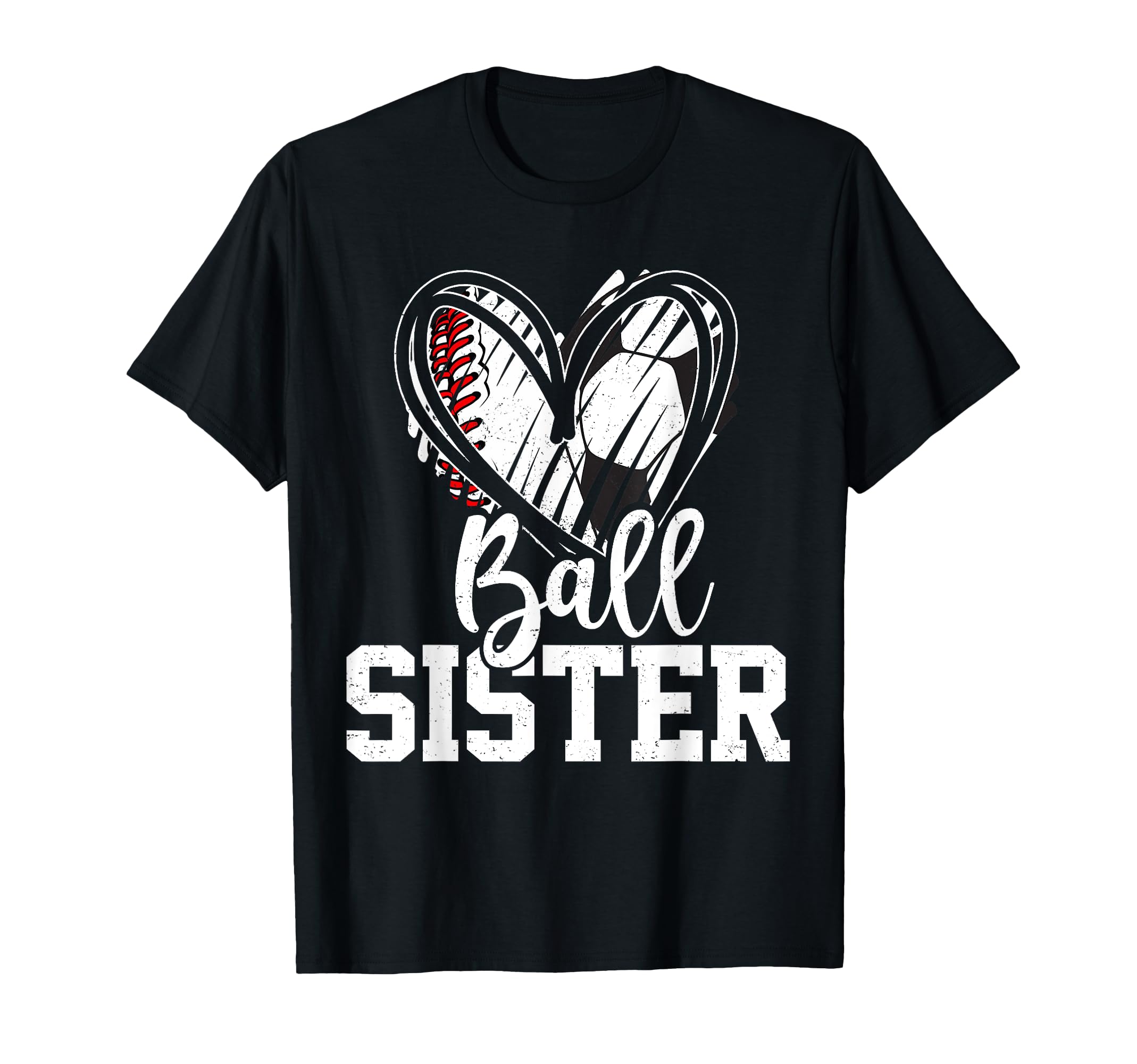 Ball Sister Heart Baseball Soccer Ball Hoodie - Custom Art Print Men Women - T-Shirt, Sweatshirt, Hoodie