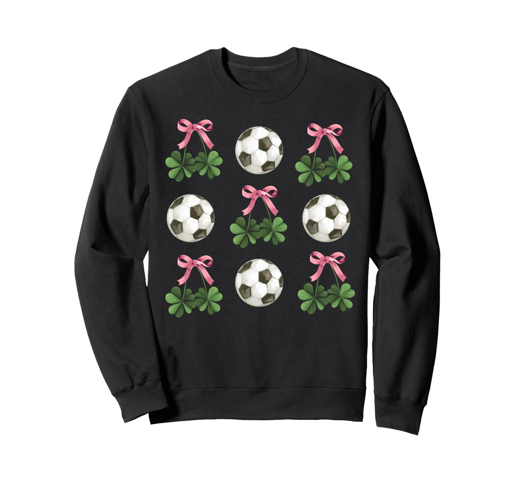 Coquette Bow Soccer And Shamrock St Sweatshirt - Novelty Apparel Unisex - T-Shirt, Sweatshirt, Hoodie