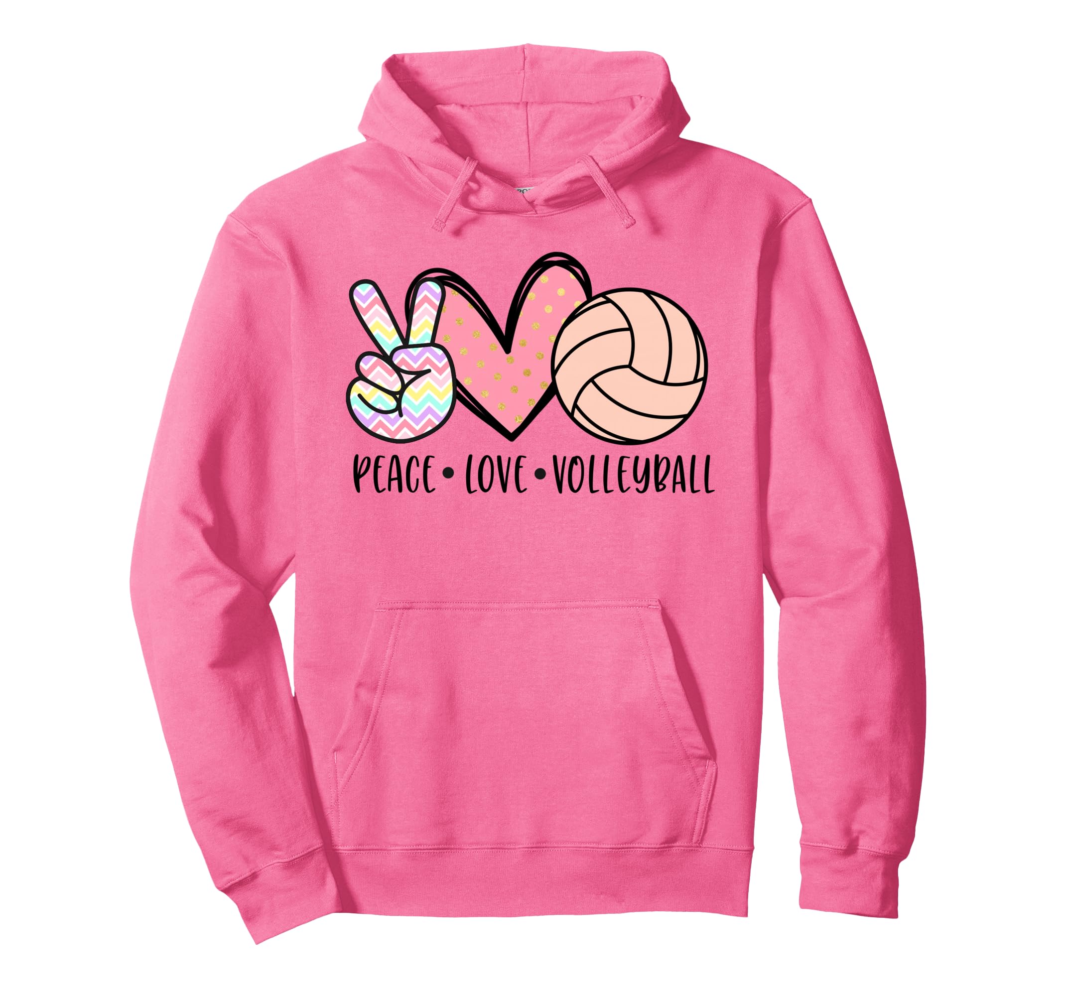 Peace Love Volleyball Pastel Teen Hoodie - Fun Novelty Design Men Women - T-Shirt, Sweatshirt, Hoodie