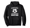 Born 1980 Soccer Sports Player Team Birthday Hoodie - Graphic Print Unisex - T-Shirt, Sweatshirt, Hoodie
