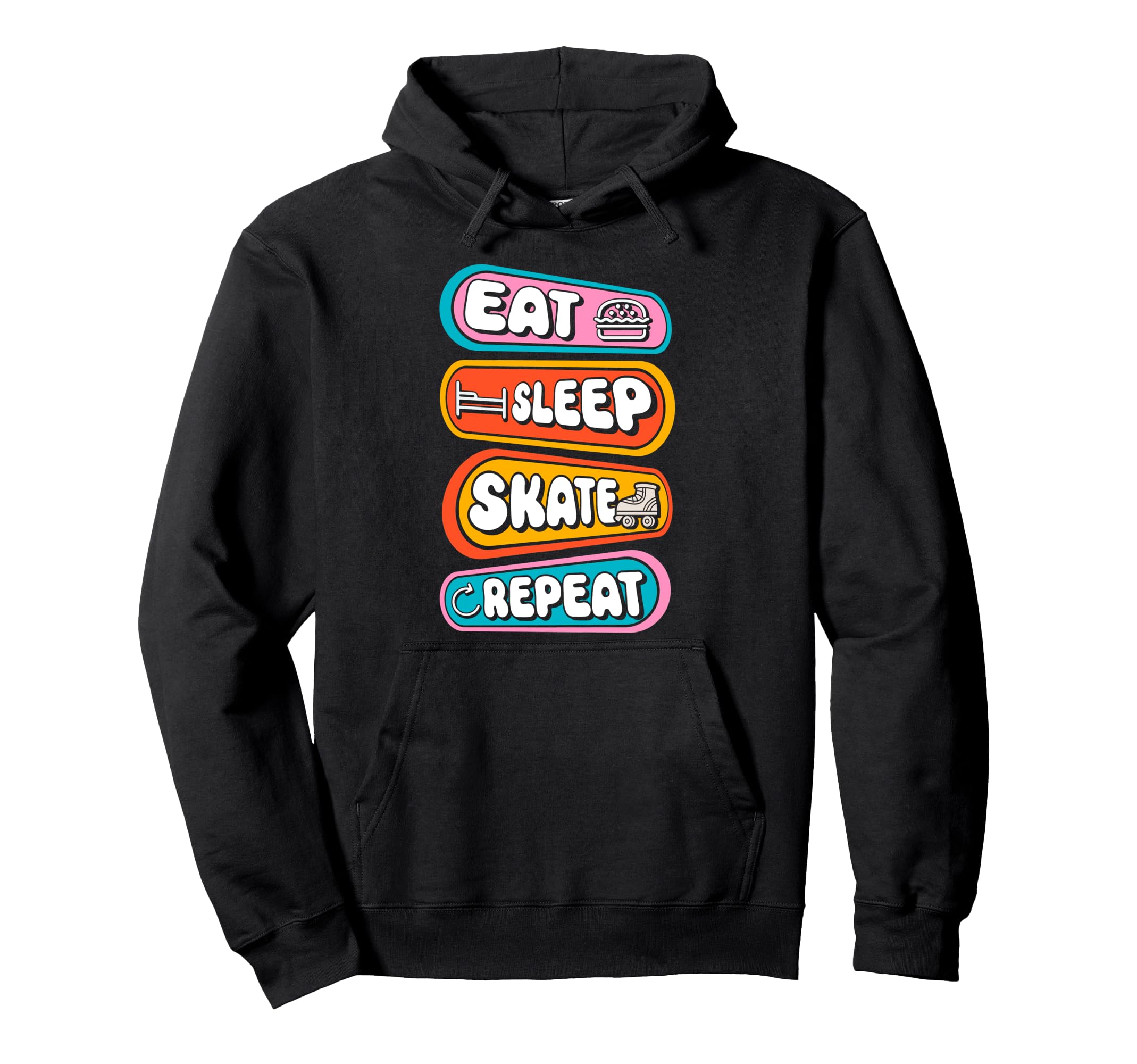 Roller Skating Skate 1970S Eat Sleep Hoodie - Minimalist Print Men Women - T-Shirt, Sweatshirt, Hoodie