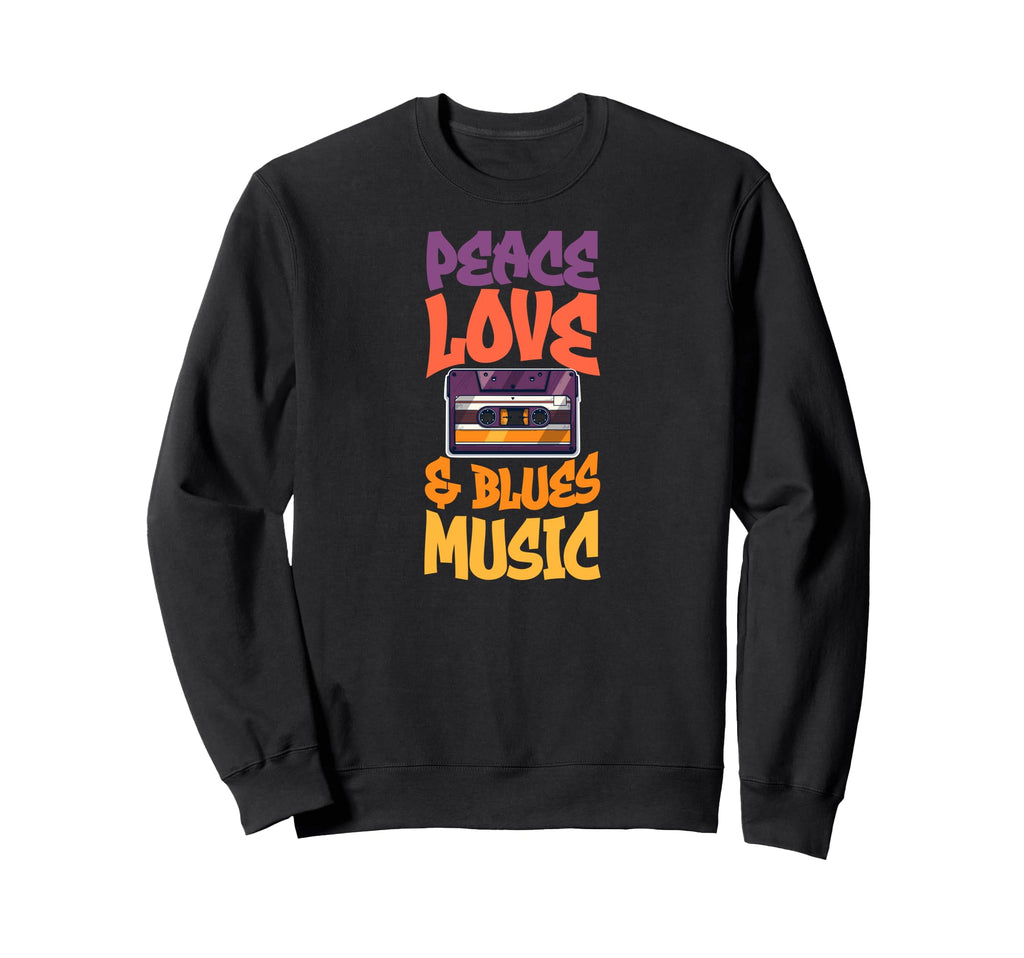 Peace Love And Blues Music Sweatshirt - Minimalist Print Men Women - T-Shirt, Sweatshirt, Hoodie