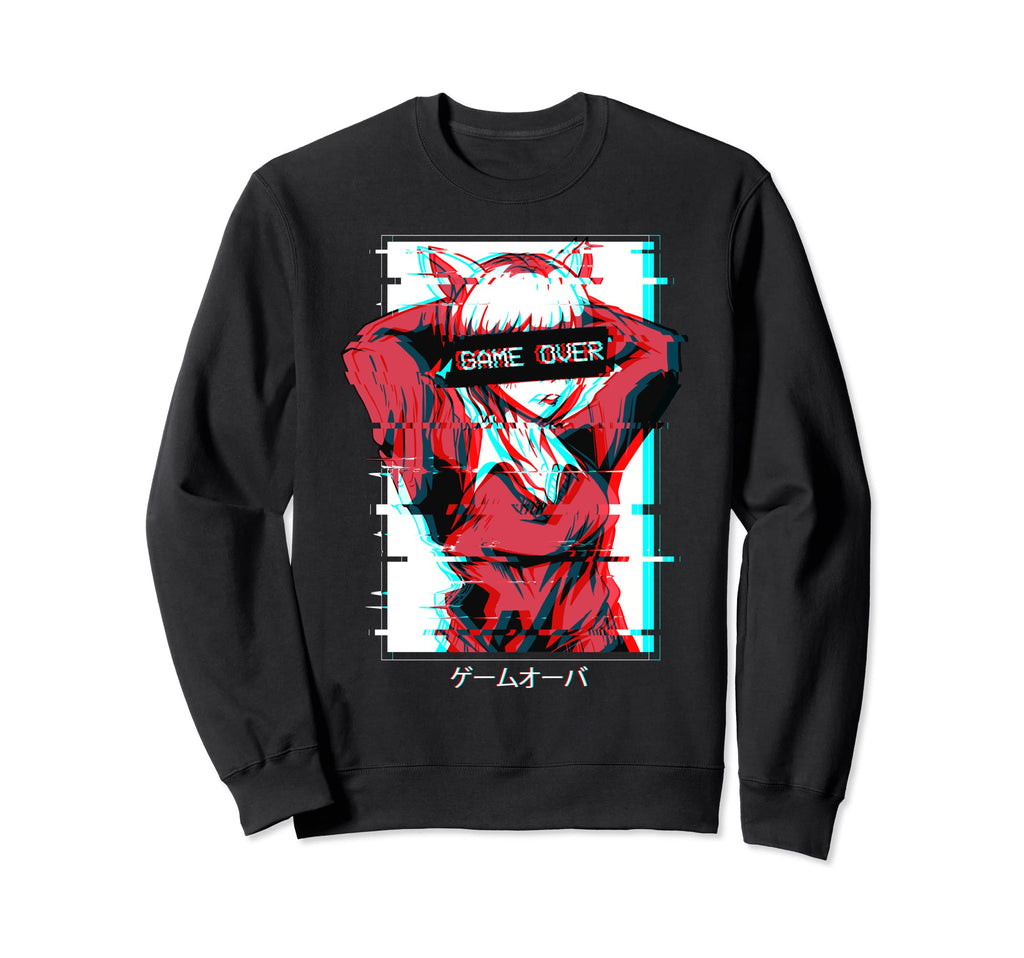 Game Over Anime Japanese Vaporwave Sweatshirt - Novelty Apparel Men Women - T-Shirt, Sweatshirt, Hoodie