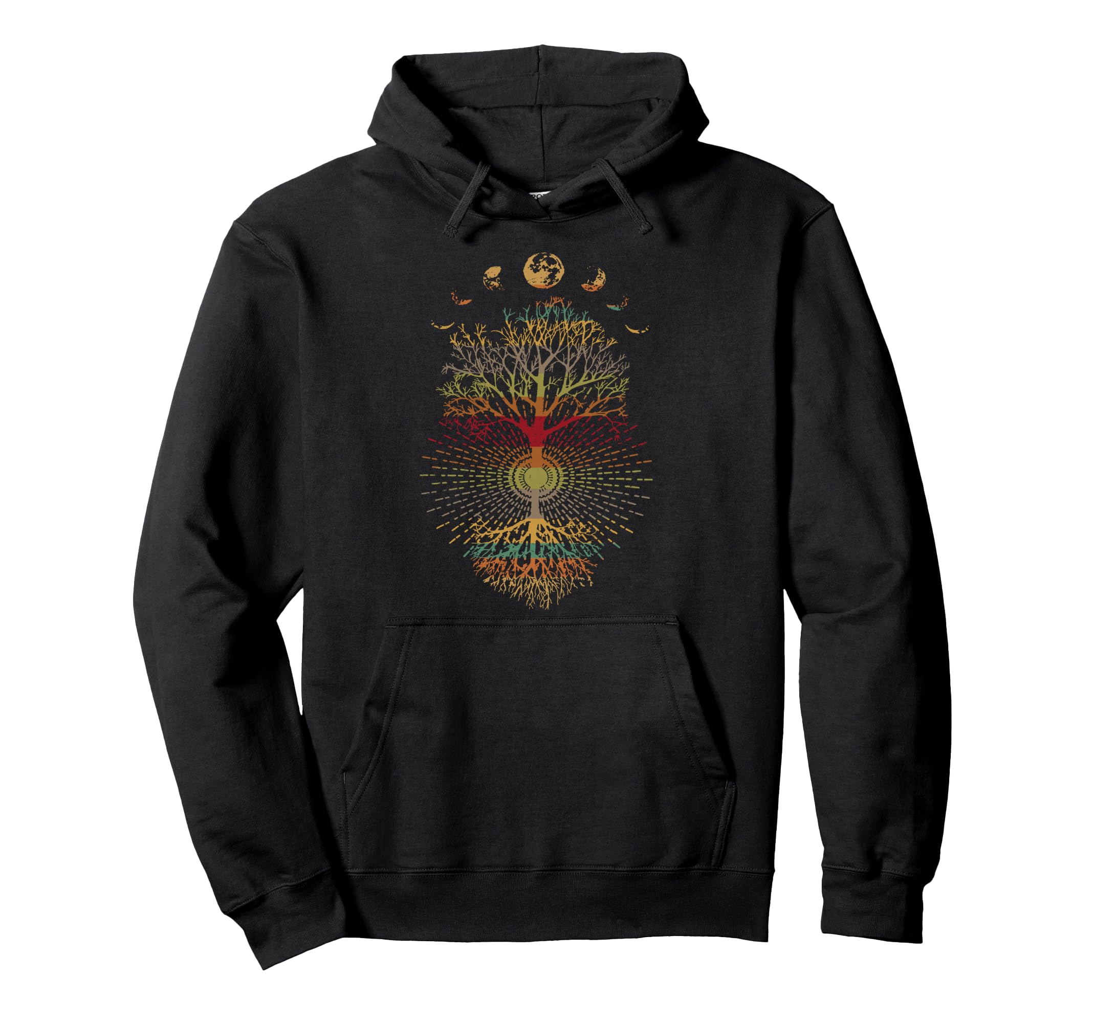 Phases Moon 60S 70S Vibe Tree Life Hoodie - Graphic Print Men Women - T-Shirt, Sweatshirt, Hoodie