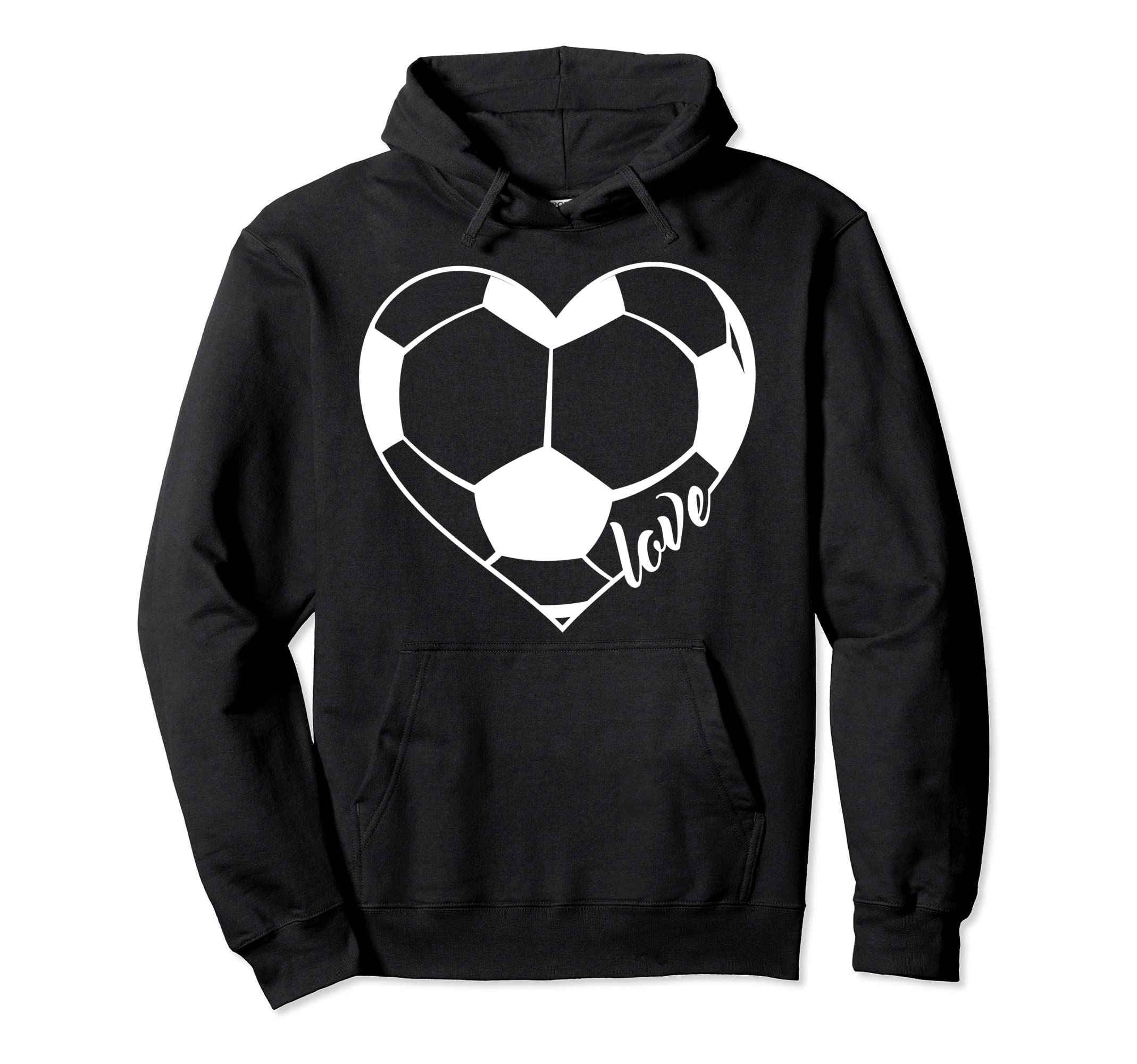 Love Soccer Ball Heart Hoodie - Casual Everyday Wear Men Women - T-Shirt, Sweatshirt, Hoodie