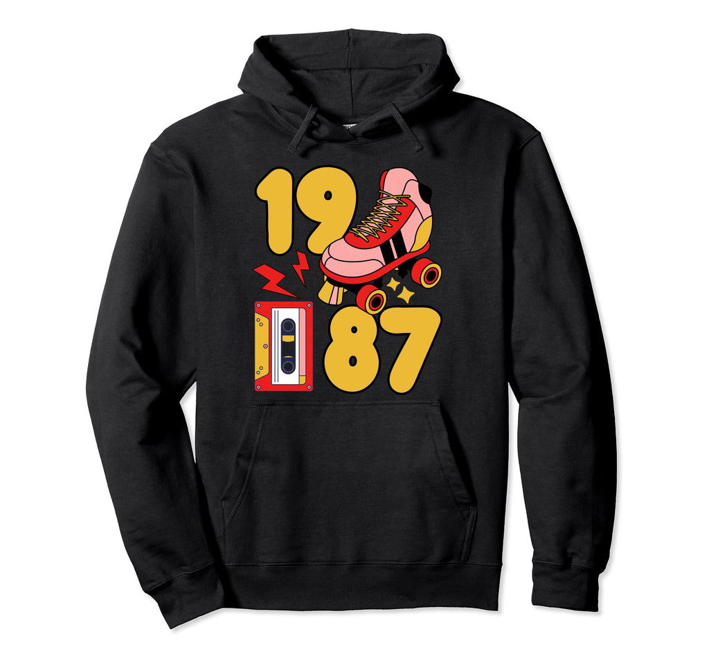 80S Vibes Mixed Tapes Roller Skates 1987 Hoodie - Minimalist Print Unisex - T-Shirt, Sweatshirt, Hoodie