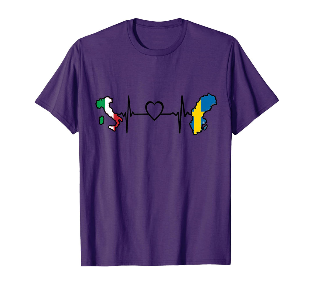 Italian Sweden Flag Swedish Italy Heartbeat T-Shirt - Trendy Graphic Unisex - T-Shirt, Sweatshirt, Hoodie