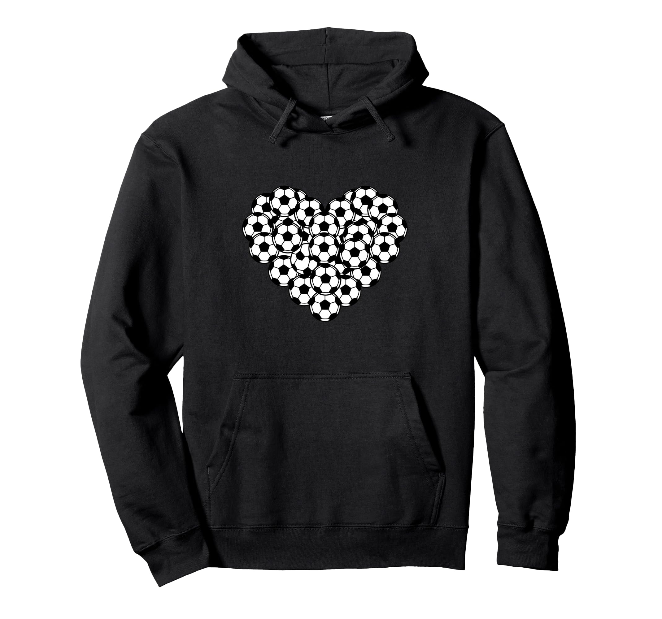 Heart Shaped Soccer Ball Pattern Hoodie - Fun Novelty Design for Adults - T-Shirt, Sweatshirt, Hoodie